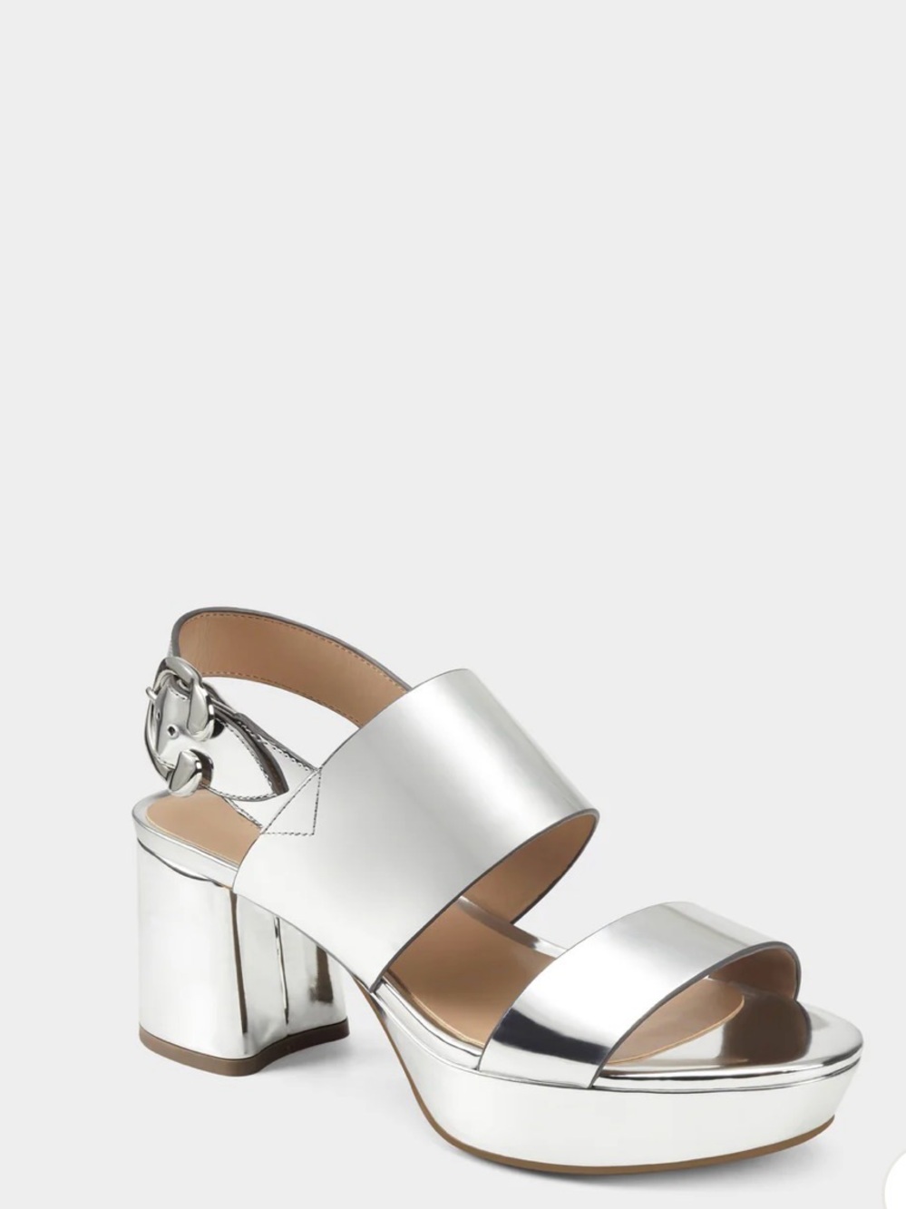 Aerosoles Silver Metallic Block Heel Sandals size 9